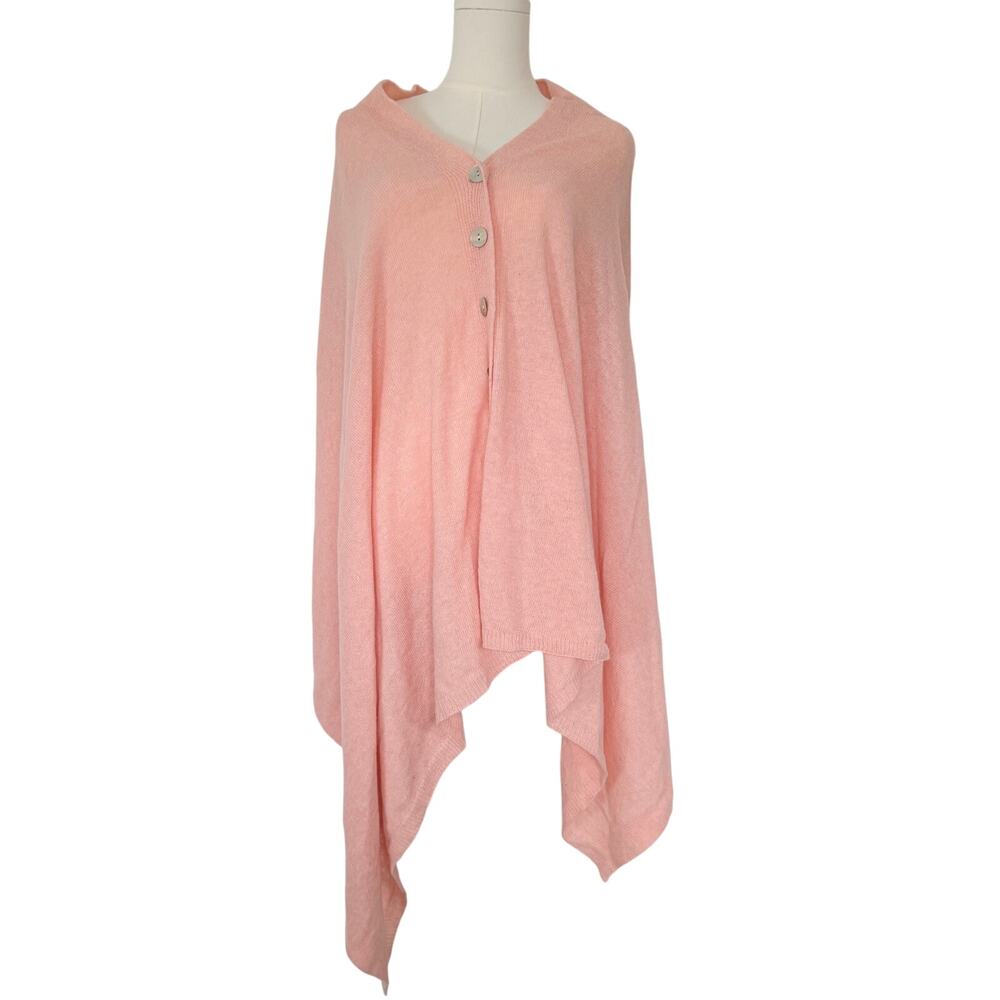SAOL Wool Button Front Poncho Cape Cardigan Pink One Size